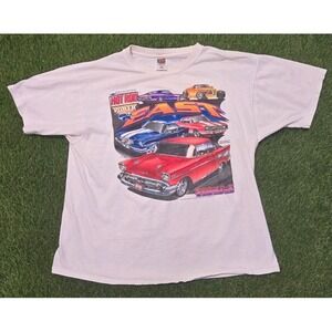 Vintage Hot Rod Power Tour 1999 100% Cotton White Graphic T-Shirt Men Size XL